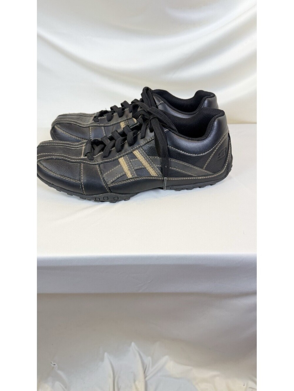 Skechers Citywalk Malton Shoes 64455 Size 10.5 Black Leather Oxford Sneaker - Picture 3 of 13